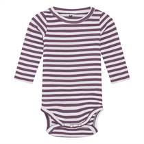 BIRKHOLM Stribet Rib Body Perfekt Hvid & Støvet Lilla